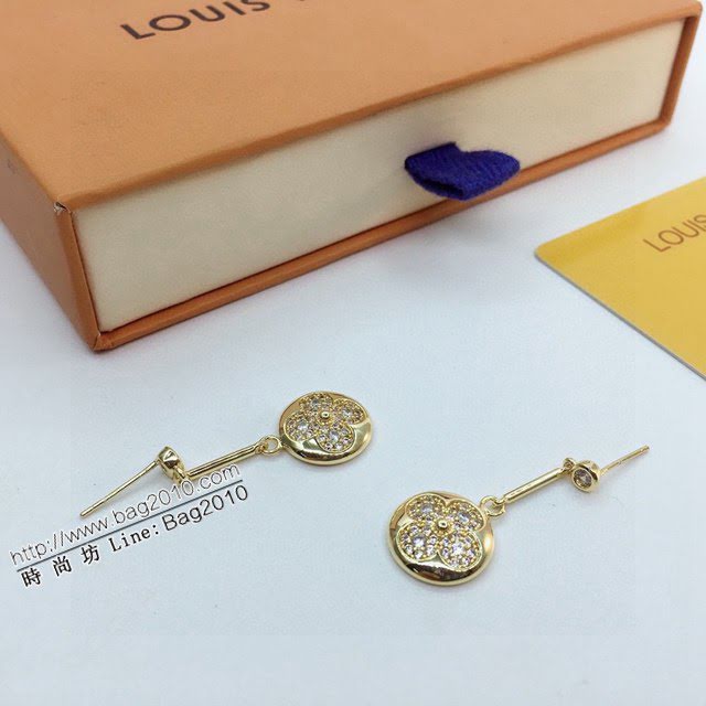 Louis Vuitton新款飾品 路易威登四葉草耳釘 LV四葉草滿鑽耳環  zglv2187